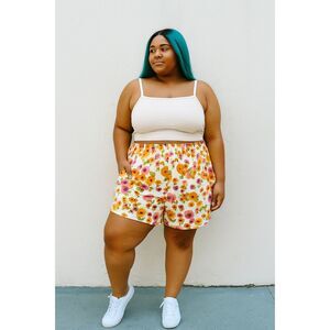 VTG Maggie Sweets Floral Shorts 4XL Plus Size High Waist Elastic Pull-On Pockets